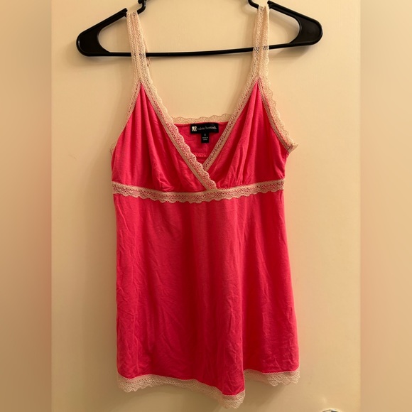 Vintage Y2k Valerie Bertinelli Women’s Medium Pink Slip Tank Lace Sleeveless - Picture 1 of 5